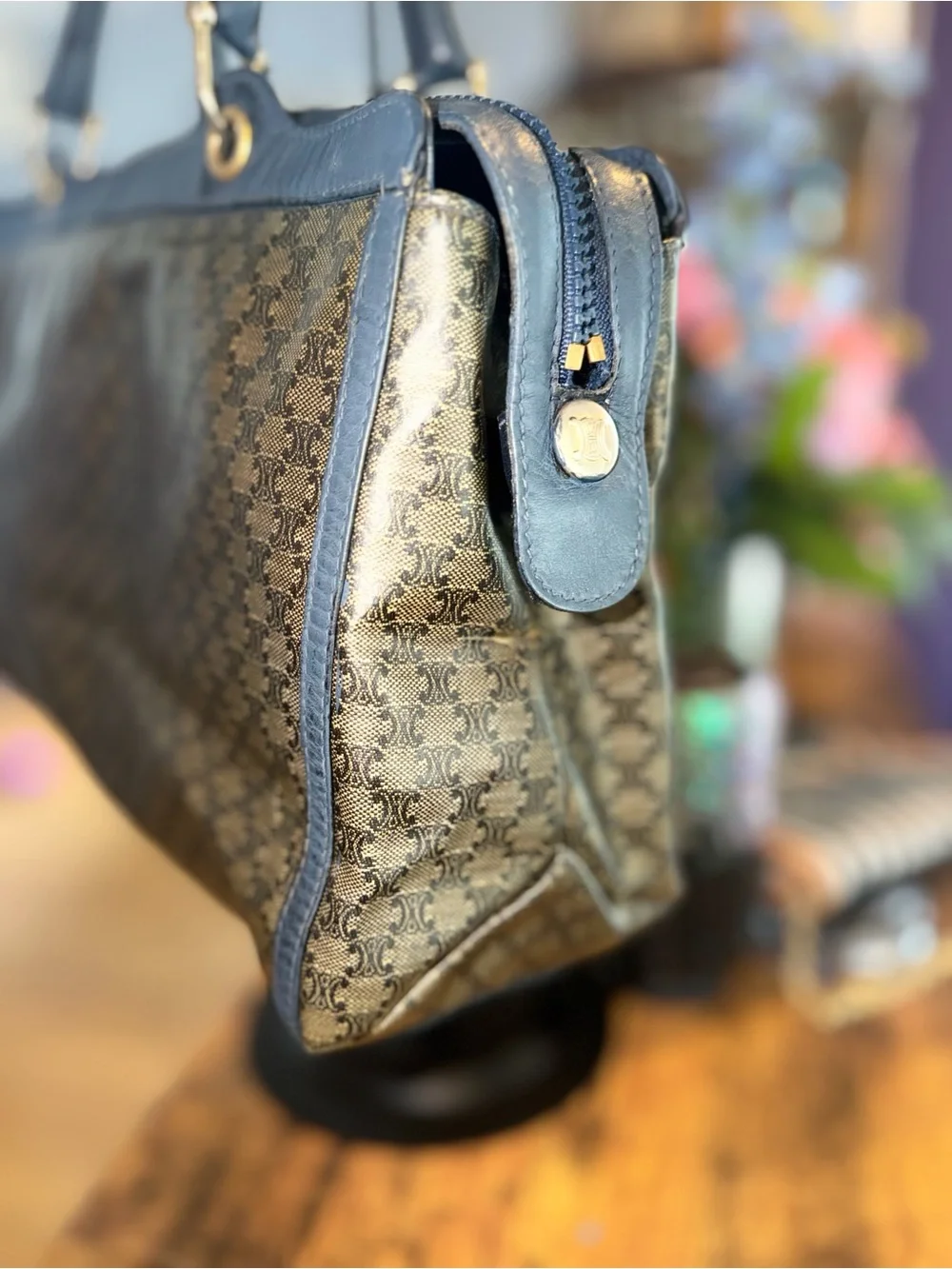 Celine Navy Macadam Handbag / Rare / Vintage EUC!